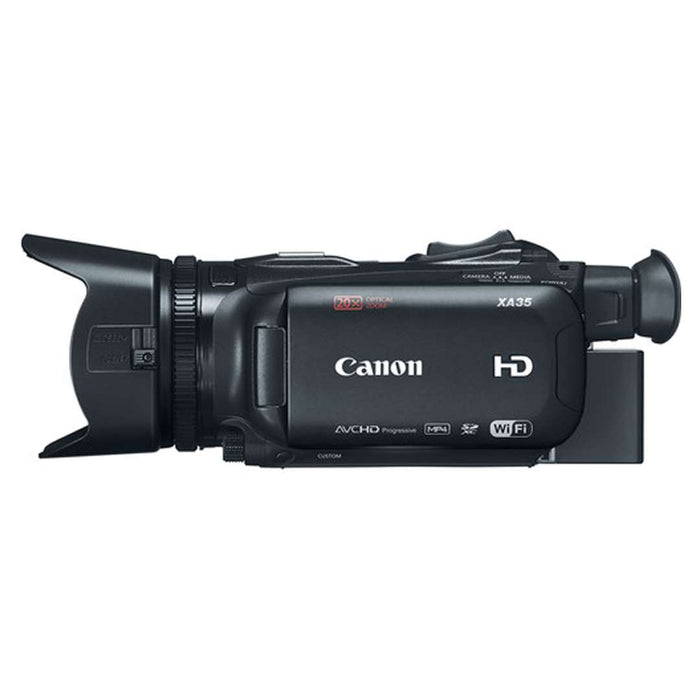 Canon XA35 HD Professional Camcorder + Wideangle Lens + Telephoto Lens + Lens Hood + 2 PC 64 GB Memory Cards + Tripod + LED Light + 3 PC Filter Kit