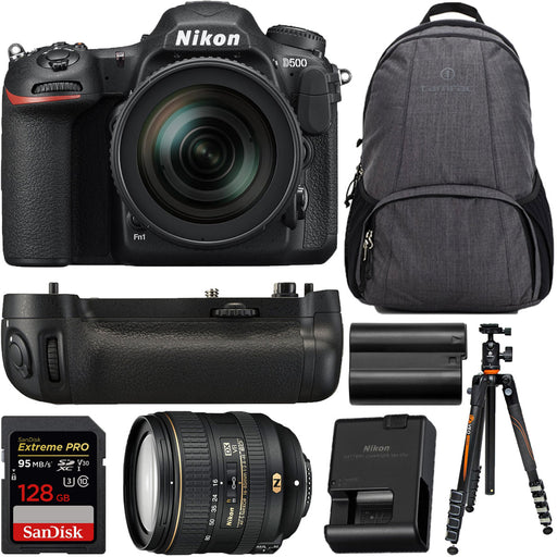 Nikon D500 20.9 MP DX-format Digital SLR Camera with AF-S 16-80mm f/2.8-4E ED VR Lens MB-D17 Battery Grip Bundle