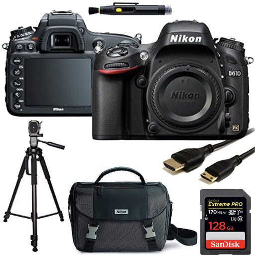 Nikon D610 DSLR Camera (Body Only) with Sandisk Extreme Pro 128GB Starter Bundle