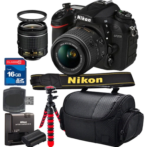 Nikon D7200/D7500 DSLR Camera + 18-55mm VR Lens Kit + Accessory Bundle + 2X 32GB Memory + Nikon Camera Bag + More