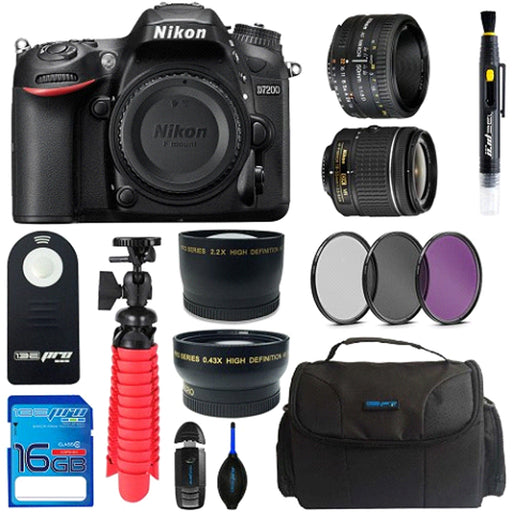 Nikon D7200/D7500 DSLR Camera With Nikon AF-P DX NIKKOR 18-55mm + Nikon AF NIKKOR 50mm f/1.8D Lens + Bundle