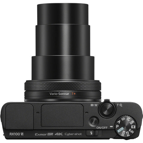 Sony Cyber-shot DSC-RX100 VI Digital Camera 64GB Card + Battery &amp; Charger + Case + Flash + Video Light + Tripod + Kit