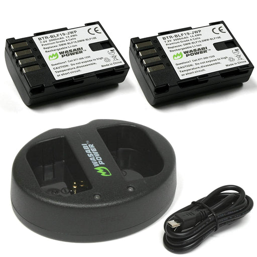 2X NJA Dual Battery Charger Set Compatible with Panasonic DMW-BLF19e DMW-BLF19pp and Panasonic Lumix DC-GH5, DMC-GH3, DMC-GH3K, DMC-GH4