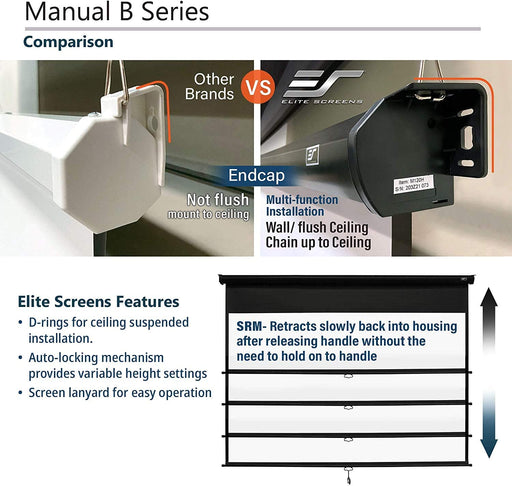 Elite Screens Manual B 100-INCH Manual Pull Down Projector Screen Diagonal