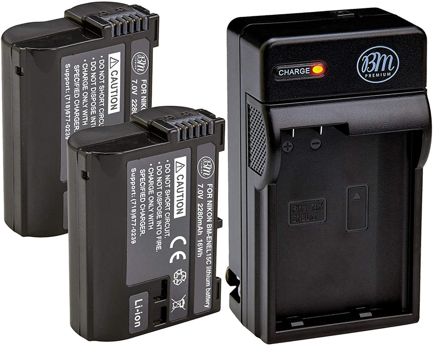 NJA 2 Pack of EN-EL15C High Capacity Batteries with AC/DC Battery Charger
