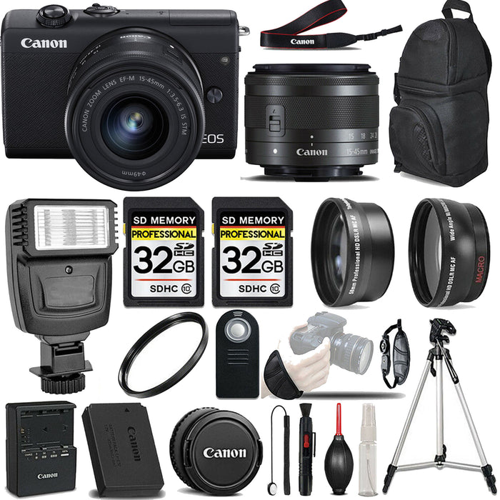 Canon EOS M200 Mirrorless Digital Camera with 15-45mm Lens (Black