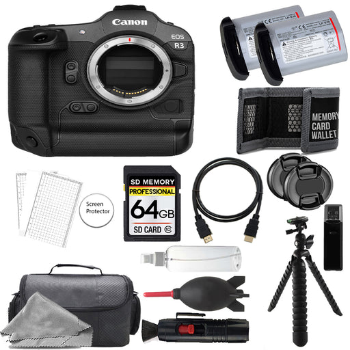 CANON - EOS R3 Mirrorless Camera + 64GB + Extra Battery + Tripod - Accessory Kit - NJ Accessory/Buy Direct & Save