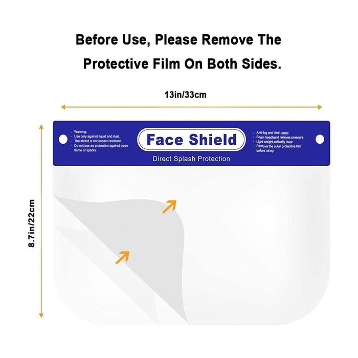NJA 2 Pack Safety Face Shield, All-Round Protection Headband with Clear Wide Sunshade Anti-s-mog Lens
