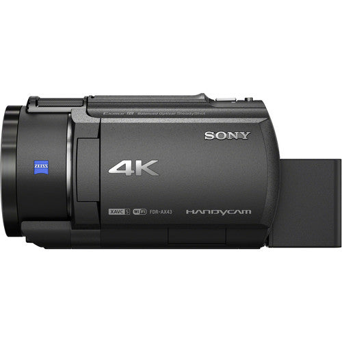 Sony FDR-AX43 UHD 4K Handycam Camcorder Essential Bundle with Bag, 128GB SD Card, LED Light, Filter Pack and Cleaning Kit Bundle
