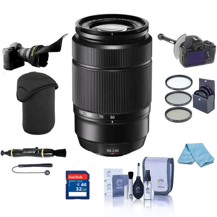 FUJIFILM XC 50-230mm f/4.5-6.7 OIS II Lens (Black) Bundle with FocusShifter, Lens Case, Filter Set, SD Memory Card &amp; Accessories