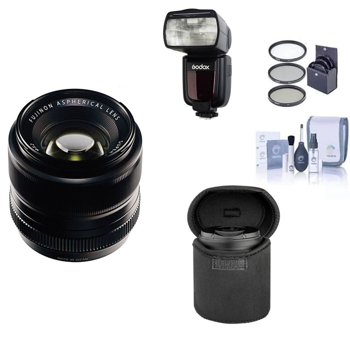 Fujifilm 35mm f/1.4 XF R Lens Bundle with Universal Godox Flash and Lens Case + Filter and Cleaning Kit