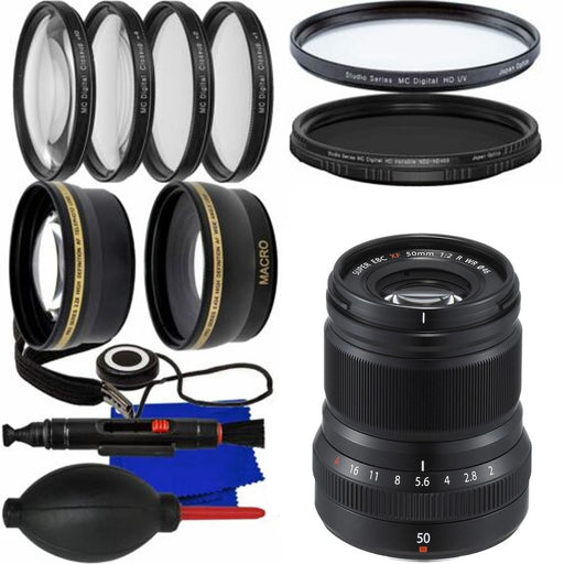 FUJIFILM XF 50mm f/2 R WR Lens (Black) 14 PC Bundle