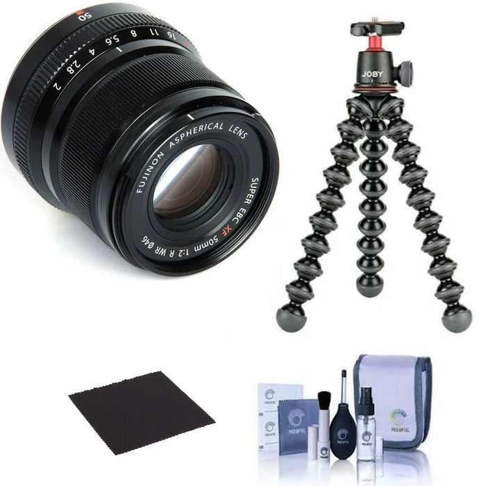 FUJIFILM XF 50mm f/2 R WR Lens (Black) With Tripod and Free Cleaning Kit