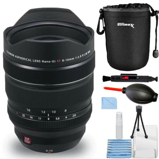 FUJIFILM XF 8-16mm f/2.8 R LM WR Lens Bundle with Lens Case and Cleaning Kit
