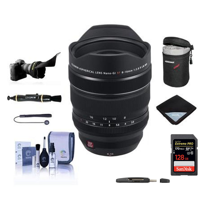 FUJIFILM XF 8-16mm f/2.8 R LM WR Lens Bundle with High Speed Memory Card and Accessories