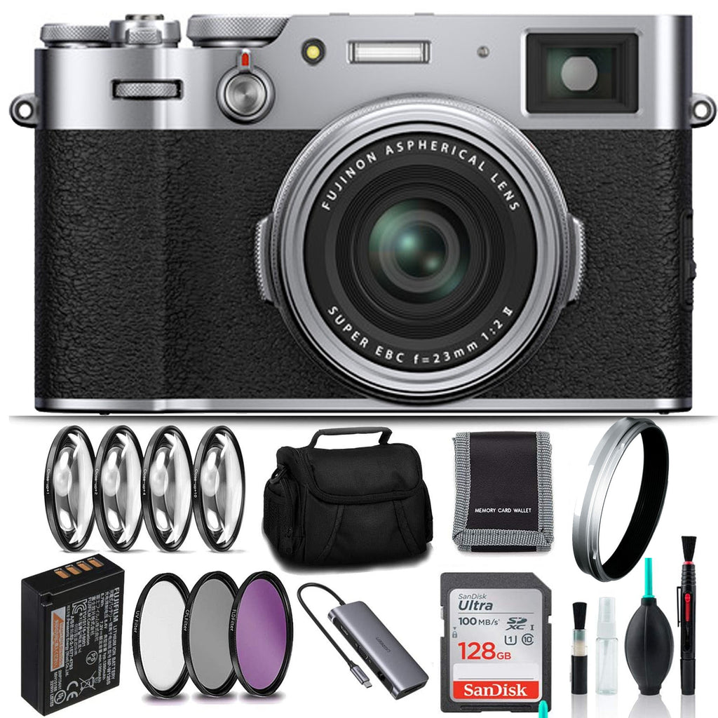FUJIFILM X100V Digital Camera (Silver) Includes 128GB, Case 