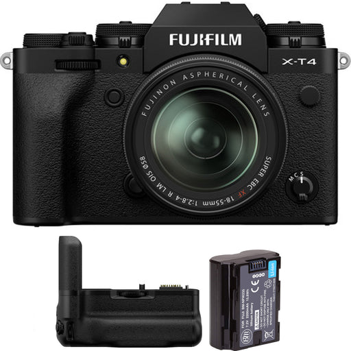 FUJIFILM X-T4 Mirrorless Digital Camera with 18-55mm Lens and Battery Grip Kit (Black)