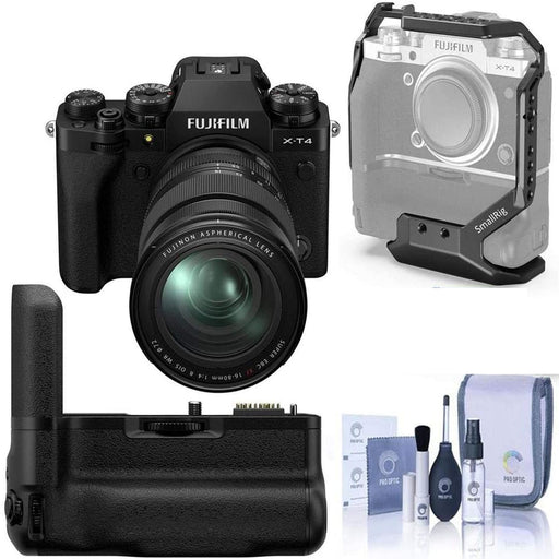 FUJIFILM X-T4 Mirrorless Digital Camera with 16-80mm Lens (Black) &amp; Vertical Battery Grip for X-T4, Cleaning Kit, Microfiber Cloth