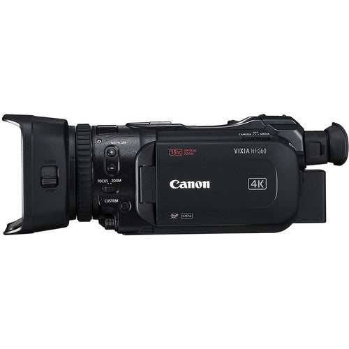 Canon Vixia HF G60 UHD 4K Camcorder w/ 2X Batteries, Close Up Filters, Tripod, LED Light, 64GB MC, External 4K Monitor, Rode Mic Go Bundle