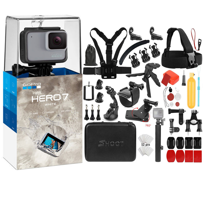 GoPro HERO7 White w/ Accessories Kit with Carrying Case for GoPro HERO7 Fusion Campark AKASO DBPOWER Crosstour Camera