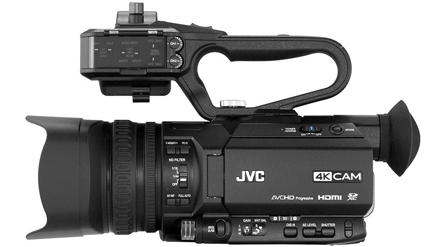 JVC GY-HM250 UHD 4K Streaming Camcorder with Built-in Lower-Thirds Graphics Bundle Includes 2x Replacement Batteries + MORE