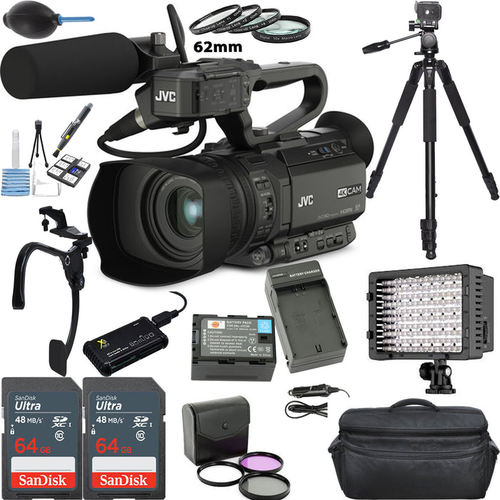 JVC GY-HM200HW House of Worship Streaming Camcorder w/ 128GB Memory Card Deluxe Bundle