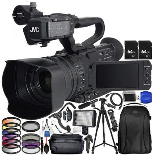 JVC GY-HM250 UHD 4K Streaming Camcorder with Built-in Lower-Thirds Graphics W/ Accessory Bundle