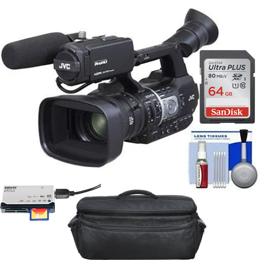 JVC GY-HM620U ProHD Professional Mobile News Camcorder with Microphone + 64GB Card + Case + Reader + Kit
