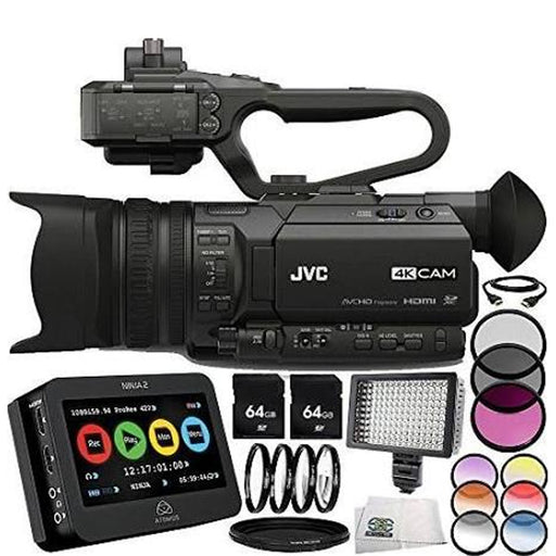 JVC GY-HM170U Ultra 4K HD 4KCAM Professional Camcorder &amp; Top Handle Audio Unit with XLR Microphone + 64GB Card + Hard Case + MORE