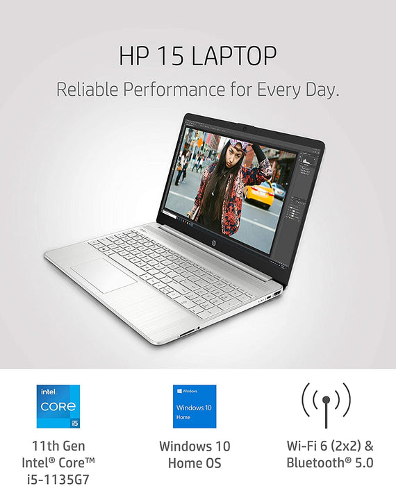 HP 15 Laptop, 11th Gen Intel Core i5-1135G7 Processor, 8 GB RAM, 256 GB SSD Storage, 15.6? Full HD IPS Display, Windows 10 Home, HP Fast Charge, Lightweight Design (15-dy2021nr, 2020)