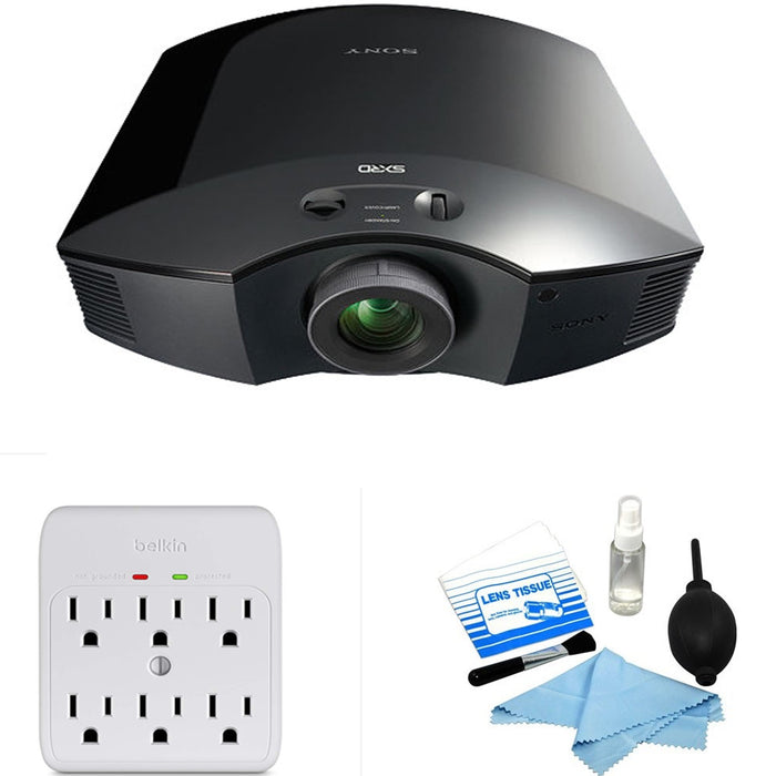 Sony VPL-HW45ES Full HD 3D Home Theater Projector w/ Cleaning Kit &amp; Surge Protector Bundle
