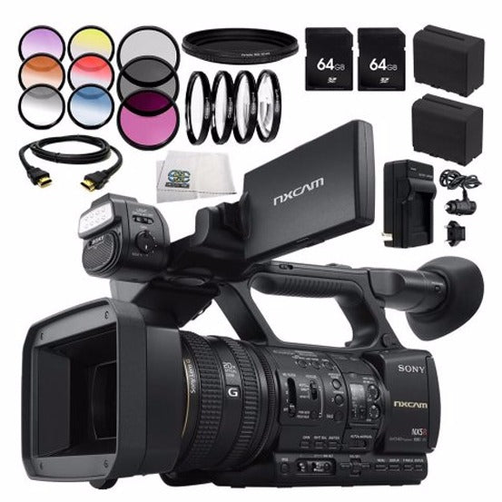 Sony HXR-NX5R NXCAM Professional Camcorder 12PC Accessory Bundle - Includes Includes 2x 64GB SD Memory Cards | 2 Replacement Batteries | MORE