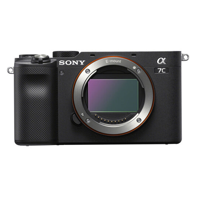 Sony Alpha a7C Mirrorless Digital Camera (Body Only, Black) with Lexar 64GB | Case | RainCover | Flash & More