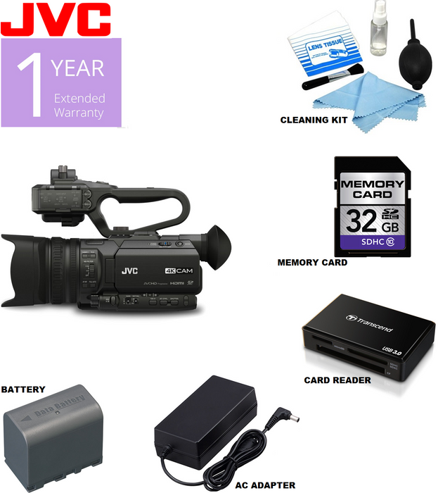 JVC GY-HM170UA 4KCAM Compact Professional Camcorder with Top Handle Audio Unit Starter Bundle USA