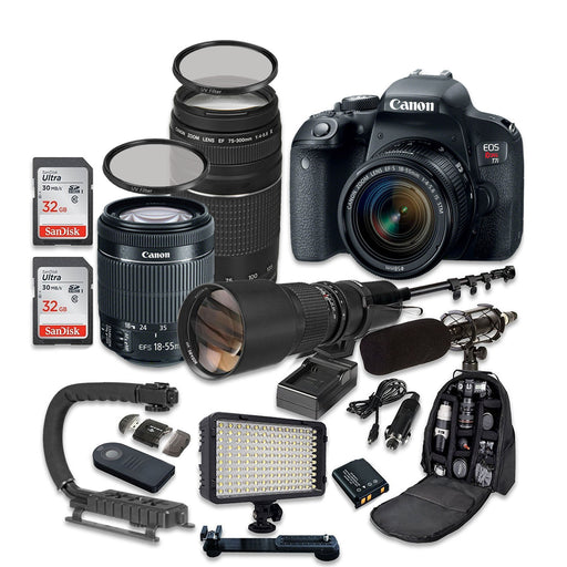 Canon EOS Rebel T7i/800D DSLR Camera with 18-55mm 500mm f/8 Preset Lens Accessory Kit