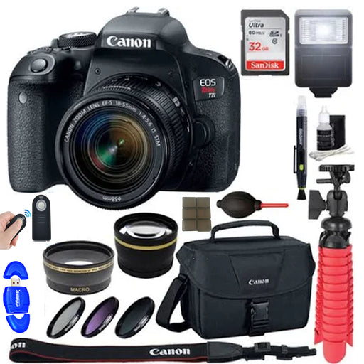 Canon EOS Rebel T7i/800D DSLR Camera with 18-55mm Lens Memory & Flash Kit
