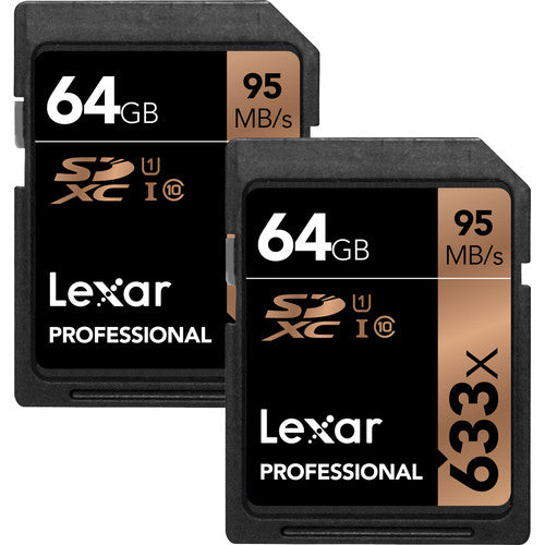 Lexar 64GB Professional 633x UHS-I SDXC Memory Card (2-Pack)