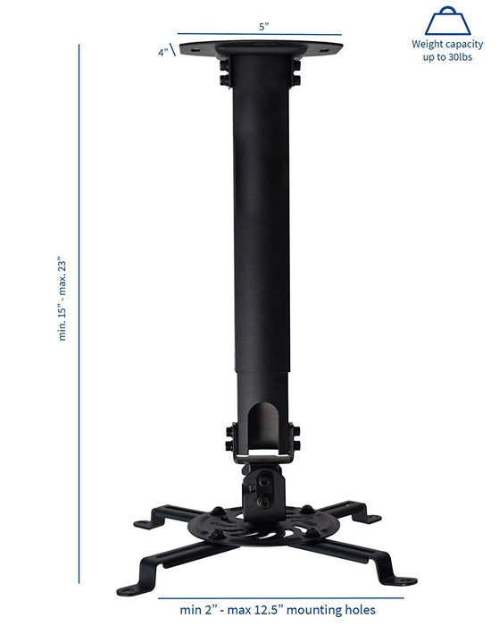 VIVO Universal Extending Black Ceiling Projector Mount/Height Adjustable Projection (MOUNT-VP02B)