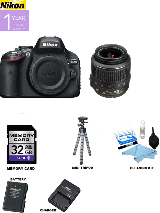 Nikon D5100/D5600 Digital SLR Camera With 18-55mm f/3.5-5.6G VR Lens | Sandisk 3GB Memory Card | Spider Tripod | Cleaning Kit