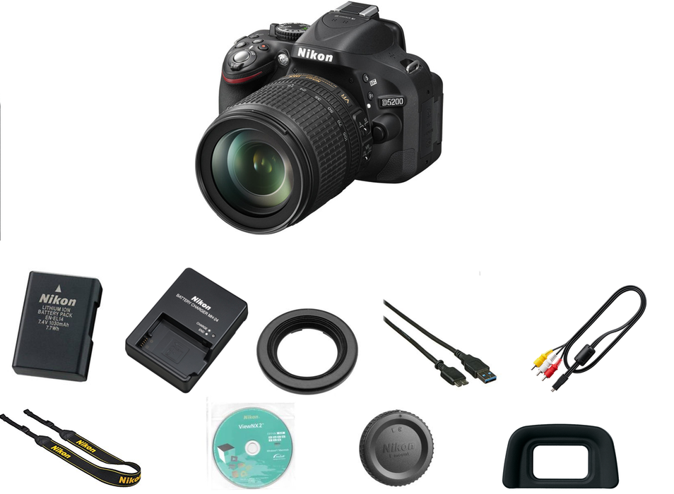 Nikon DSLR D5200/D5600 Camera w/Nikon 18-105mm Lens (Black) | UV Filter | Case | Cleaning Kit