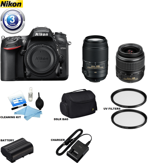 Nikon D7200/D7500 DSLR Camera with 18-55mm f/3.5-5.6G VR Lens & 55-300mm Lens ED VR Lens Package