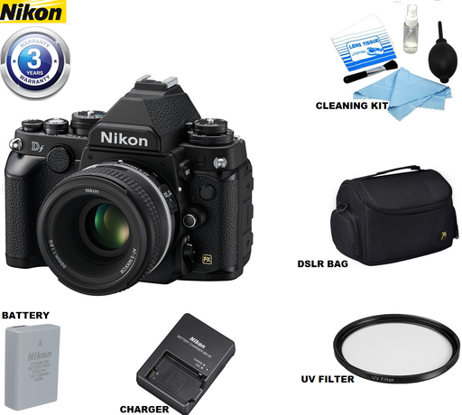 Nikon Df DSLR Camera with 50mm f/1.8 Lens (Black/Silver) USA