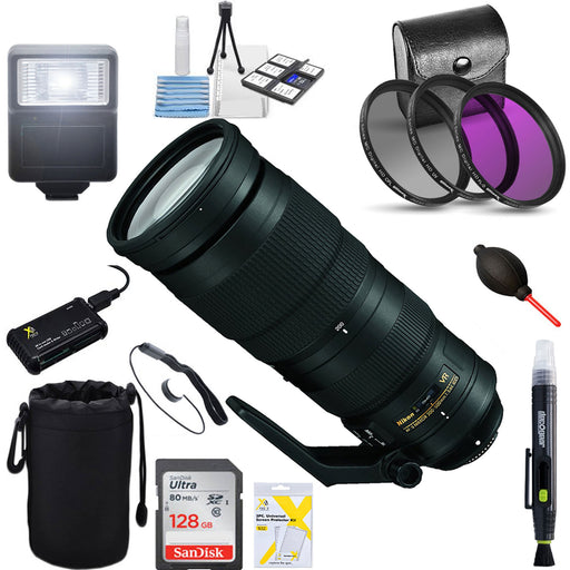 Nikon AF-S NIKKOR 200-500mm f/5.6E ED VR Lens with 64GB Essential Bundle