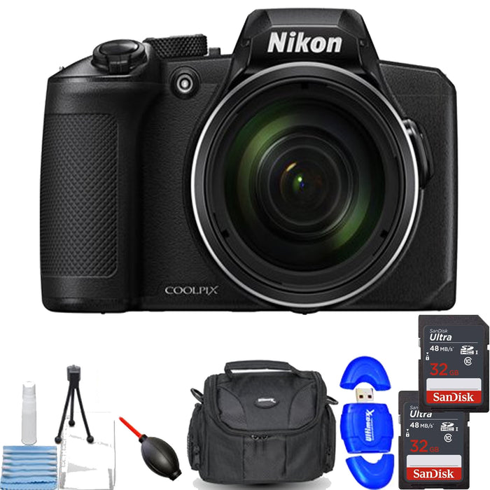 Nikon COOLPIX B600 Digital Camera (Black) with 2X 32GB Memory Cards Starter Package