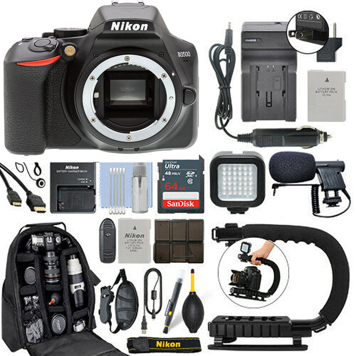 Nikon D3500 DSLR Camera (Body Only) with 64GB Pro Video Kit