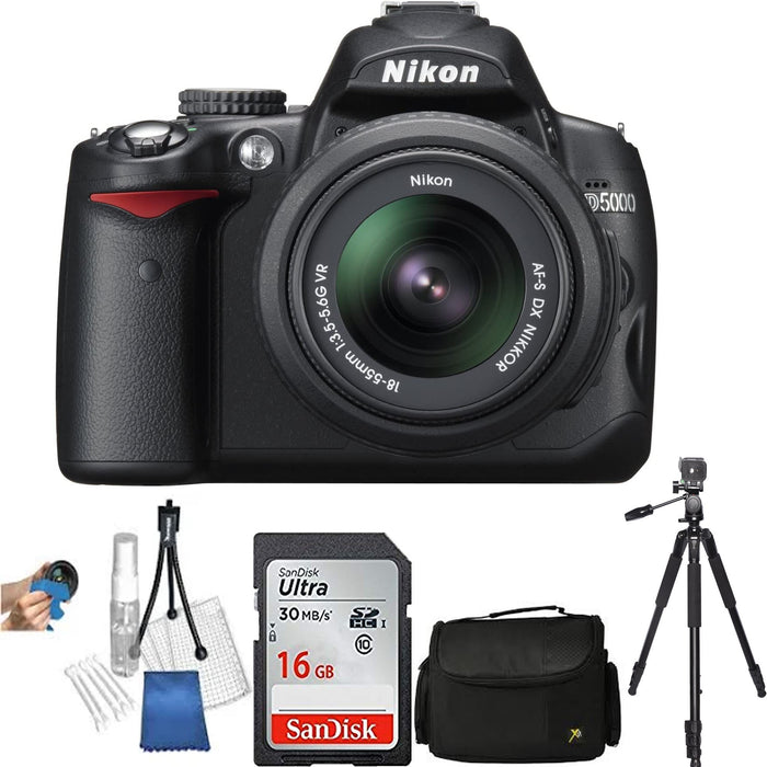Nikon D5000/D5600 Digital SLR Camera Kit with 18-55mm VR Lens | Sandisk 16GB Starter Bundle
