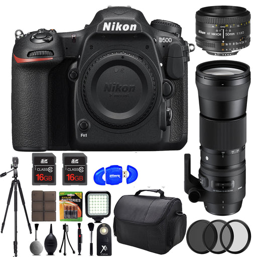 Nikon D500 DSLR Camera with Sigma 150-600mm OS HSM Lens &amp; Nikon 50mm 1.8D Lens Bundle