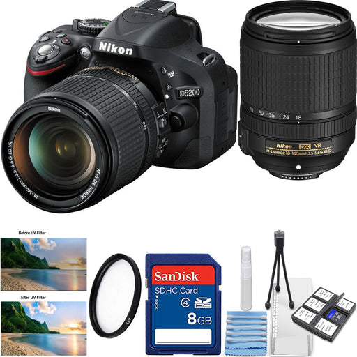 Nikon D5200/D5600 DSLR Camera with 18-140mm VR DX Lens &amp; Sandisk 8GB MC | UV Filter | Cleaning Kit