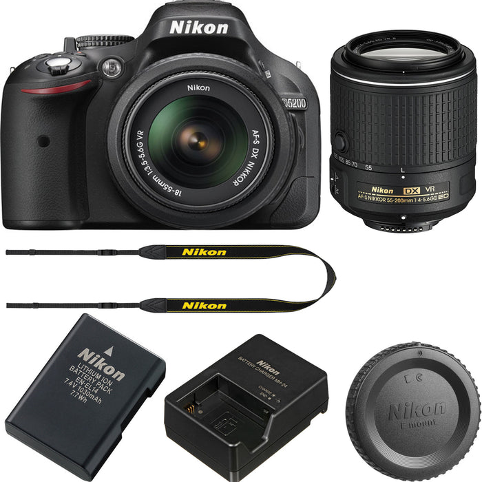 Nikon D5200/D5600 DSLR Camera with 18-55mm f/3.5-5.6G ED II & 55