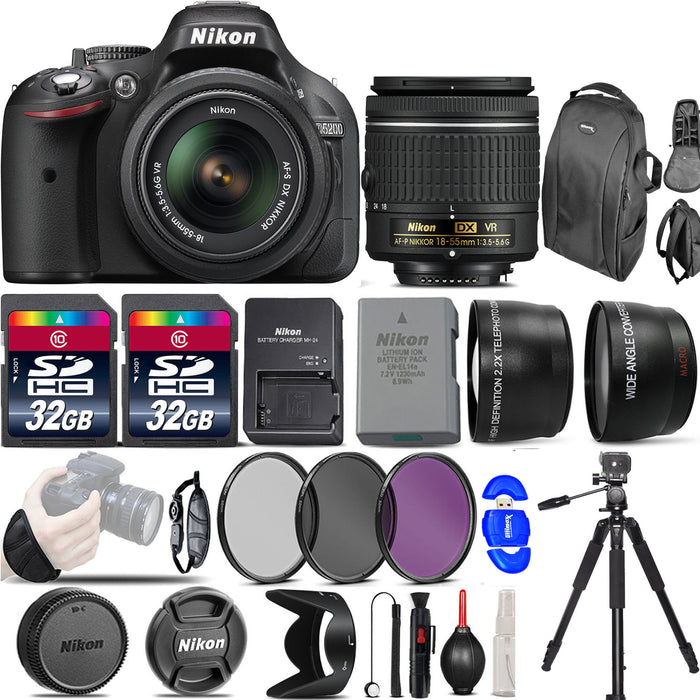 Nikon D5200/D5600 DSLR Camera with 18-55mm VR Lens (Black) With 64GB -Great Saving Full Kit